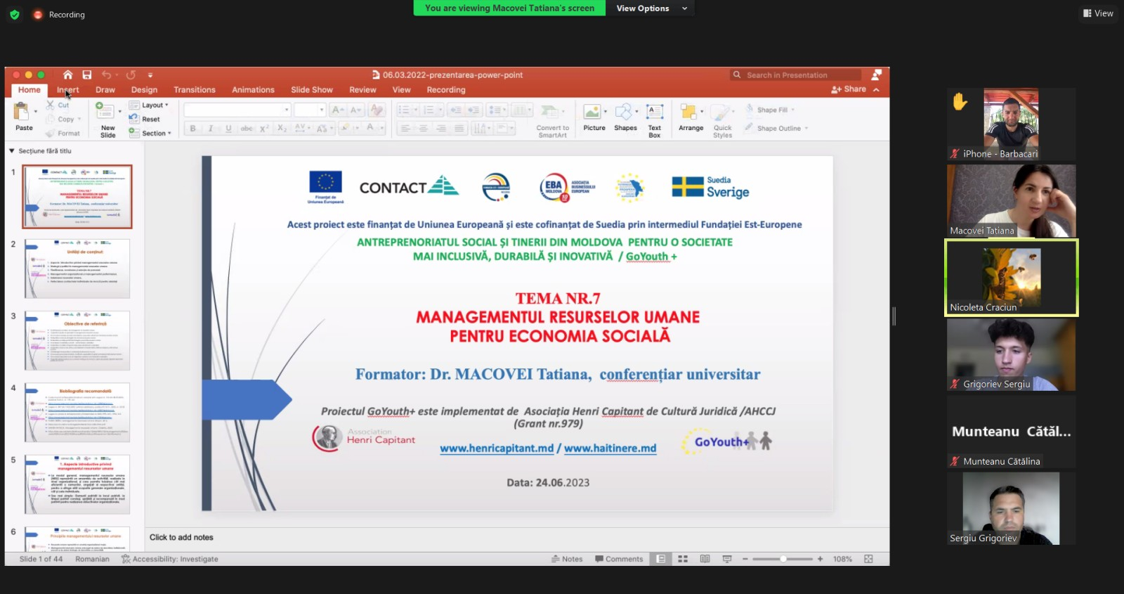 ZIUA V DE INSTRUIRE A TINERILOR NEET DIN R. DUBĂSARI